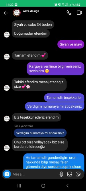 Ozzz.design 34 Beden Yerine Standart Beden Gönderildi