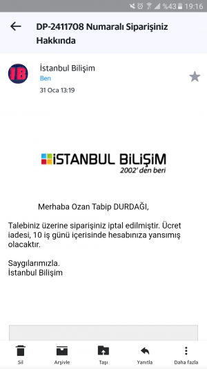İstanbul Bilişim Para İadesi