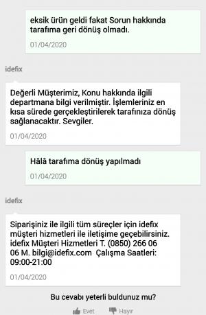 İdefix Eksik Ürün Gönderisi