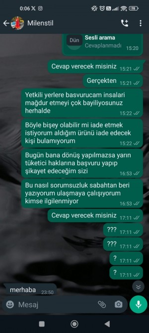 Milena Stil Aldığım Ürünü İade Etmek İstiyorum Ama En Ufak İlgilenen Yok