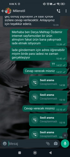 Milena Stil Aldığım Ürünü İade Etmek İstiyorum Ama En Ufak İlgilenen Yok