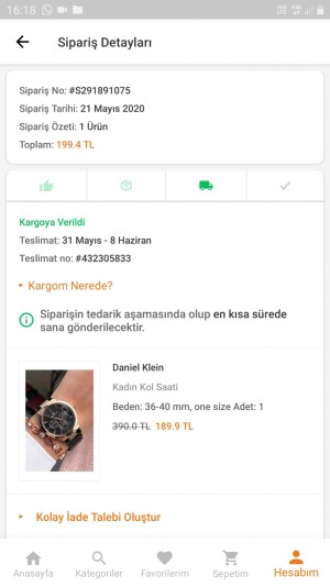 Aras Kargo Almış Olduğum Ürün Kargo Da Kayıp