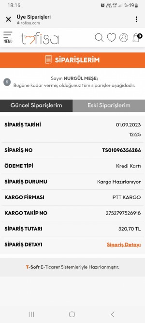 Tofisa Eksik Ürün