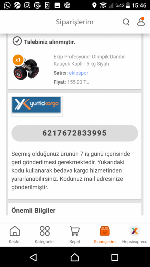 Yurtiçi Kargo Kurye Hizmet Hakkımı Kullandırılmamasına Yönelik Bahanelerden Dolayı Ürün İadesi Yapamama