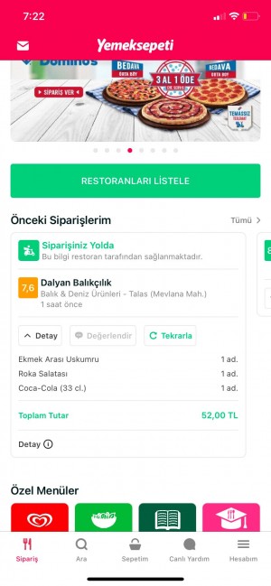 Yemeksepeti Dalyan Balıkçılık Kayseri Müşteriye Küfür