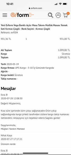 Evform Ürünümü 3 Aydır Getirmiyorlar